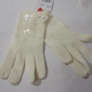 Amne Klein Fancy Bling Sequin Trim Knit Gloves NWT